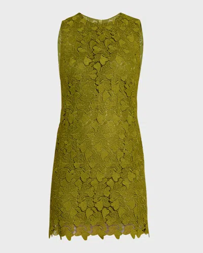 Giambattista Valli Floral Lace Sleeveless Mini Dress In Green