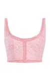 Giambattista Valli Floral Macrame Croppped Top In Pink