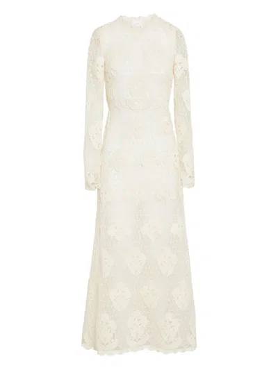 Giambattista Valli Floral-macramé Midi Dress In White