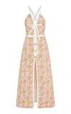 Giambattista Valli Floral Matelassé Midi Dress In Pink