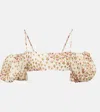 Giambattista Valli Printed Cotton Voile Crop Top In Ivory/multi