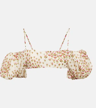 Giambattista Valli Printed Cotton Voile Crop Top In Multicolor