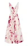 Giambattista Valli Floral Poplin Dress In White