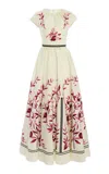 Giambattista Valli Floral Poplin Maxi Dress In Neutral
