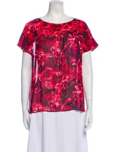 Pre-owned Giambattista Valli Floral Print Bateau Neckline T-shirt In Red