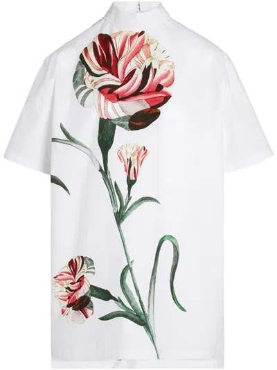 Giambattista Valli Bluse Mit Blumen-print In Weiss