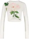 Giambattista Valli Floral-print Cropped Knit Top In White