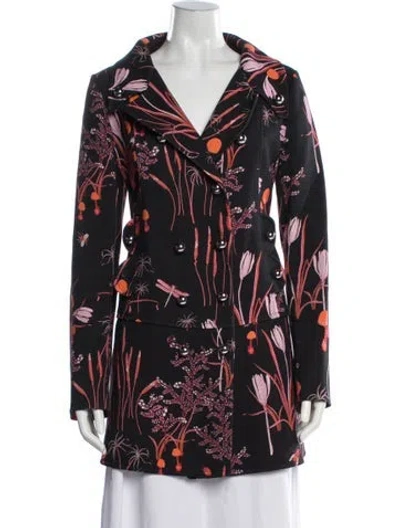 Pre-owned Giambattista Valli Floral Print Coat In Black
