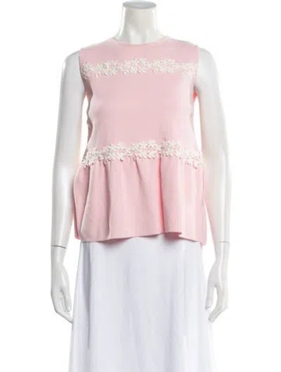 Pre-owned Giambattista Valli Floral Print Crew Neck Top In Pink