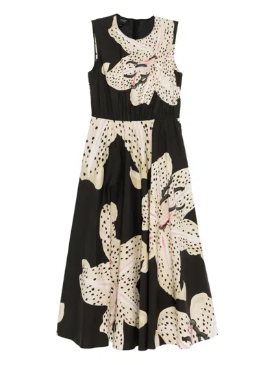 Giambattista Valli Floral-print Dress In Gray