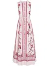 Giambattista Valli Floral Print Sleeveless Belted Midi Dress In Pink