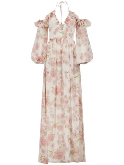 Giambattista Valli Floral-print Halterneck Dress In White
