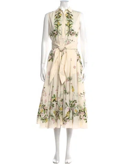 Pre-owned Giambattista Valli Floral Print Long Dress In Neutral