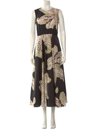 Pre-owned Giambattista Valli Floral Print Long Dress W/ Tags In Black