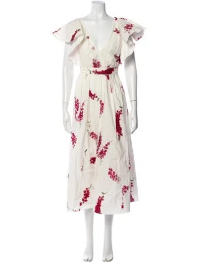 Pre-owned Giambattista Valli Floral Print Long Dress W/ Tags In Neutral