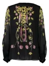 Giambattista Valli Floral-print Long-sleeve Blouse In Black