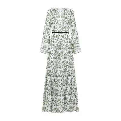 GIAMBATTISTA VALLI FLORAL PRINT MAXI DRESS WITH FITTED WAIST