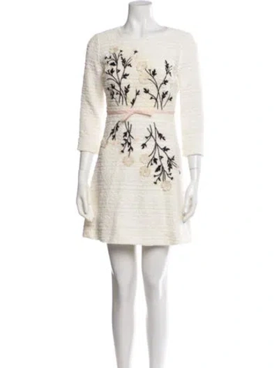 Pre-owned Giambattista Valli Floral Print Mini Dress In White