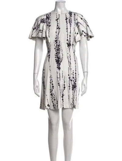 Pre-owned Giambattista Valli Floral Print Mini Dress In White