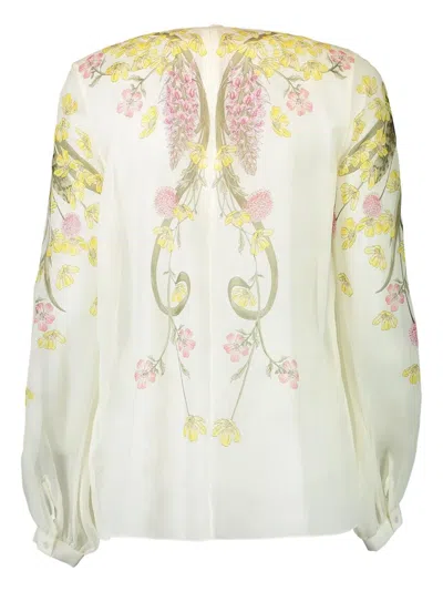 Giambattista Valli Floral-print Pleated Blouse In Multi