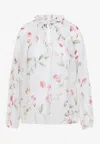 Giambattista Valli Silk Blouse With Balloon Sleeves And Floral Pattern In Ivory