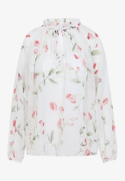 GIAMBATTISTA VALLI FLORAL PRINT SILK BLOUSE