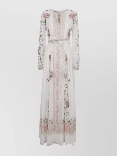GIAMBATTISTA VALLI FLORAL PRINT SILK DRESS WITH BELTED WAIST