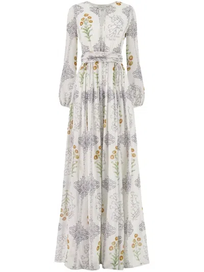 Giambattista Valli Maxikleid Aus Seide Mit Blumen-print In White