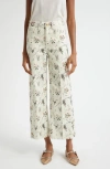 Giambattista Valli Floral Print Wide Leg Jeans In Neutral