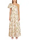 Giambattista Valli Floral Printed One-shoulder Poplin Midi Dress In Ivory Multi In White