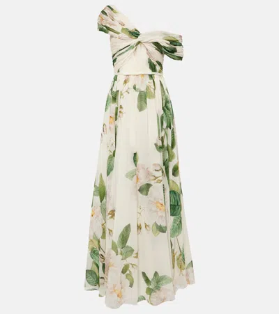 Giambattista Valli Floral Silk Georgette Gown In White