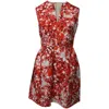 Giambattista Valli Floral Sleeveless Mini Dress In Red Cotton In Red