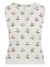 Giambattista Valli Fitted Floral-patterned Cashmere-silk Top In White