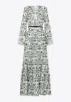 Giambattista Valli Floral Print Maxi Dress With Fitted Waist In Multicolor