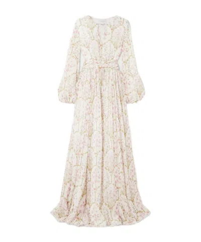 Giambattista Valli Floral-print Long-sleeve Dress In White