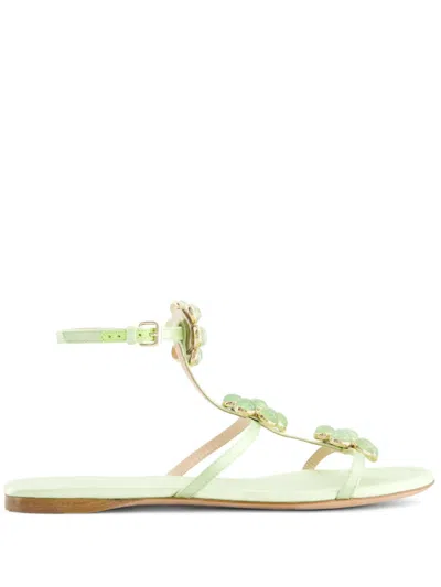 Giambattista Valli Flower-detailing Leather Sandals In Green