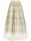 Giambattista Valli Floral Embroidered Chain-trim Mesh Maxi Skirt In Green