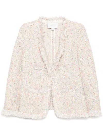 Giambattista Valli Frayed Tweed Jacket In Neutrals