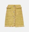 Giambattista Valli Fringed Bouclé Miniskirt In Yellow