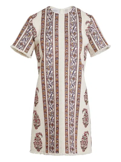 Giambattista Valli Fringed Patterned Mini Dress In Neutral