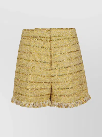 Giambattista Valli Fringed Sequin Textured Shorts In Neutral