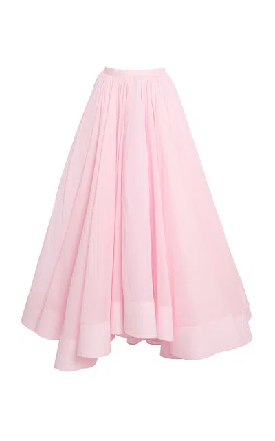 Giambattista Valli Gathered Cotton Voile Maxi Skirt In Pink