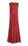 Giambattista Valli Gathered Georgette Maxi Dress In Red