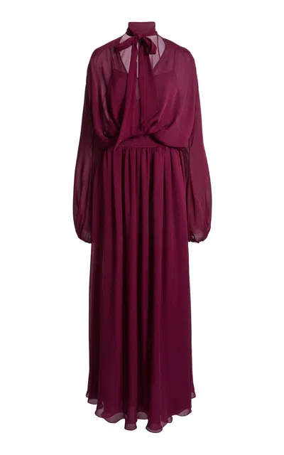 Giambattista Valli Gathered Sable Maxi Dress In Purple
