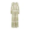 Giambattista Valli Georgette Green And Pink Silk Long Dress In Green