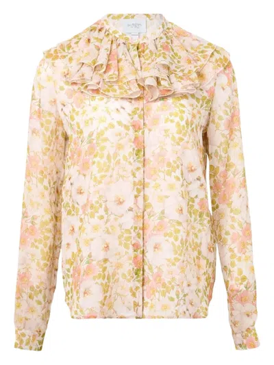 Giambattista Valli Georgette Ruffled Blouse In Orange