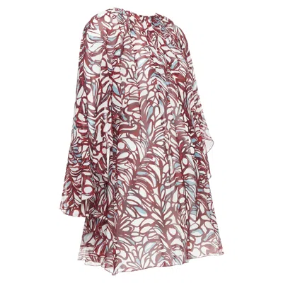Giambattista Valli Giamba Abstract Print Cape Dress In Red