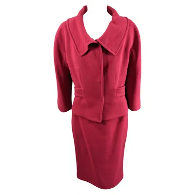 Pre-owned Giambattista Valli Giambatista Valli Rasberry Wool Crepe Suit In Red