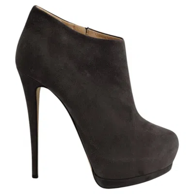 Pre-owned Giambattista Valli Giuseppe Zanotti Platform Heel Ankle Boots In Gray Suede