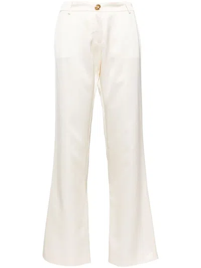 Giambattista Valli Gold-tone Buttons Trousers In White